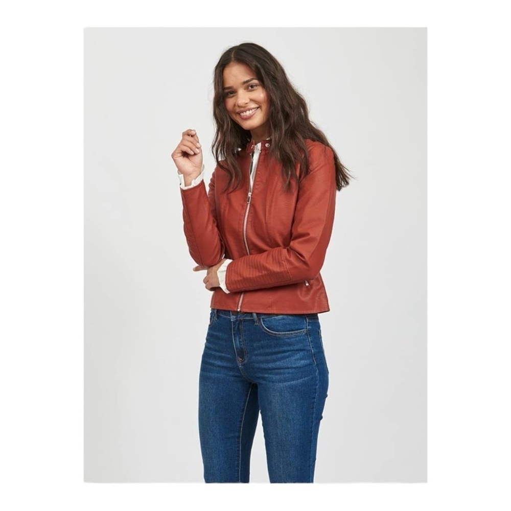 Vila NOS Viblue New Coated Jacket/Su-noos in Burnt Henna NWT